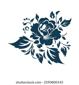 Beautiful Romantic Navy Blue Flower Floral Florist Ornament Border Decoration