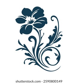 Beautiful Romantic Navy Blue Flower Floral Florist Ornament Border Decoration
