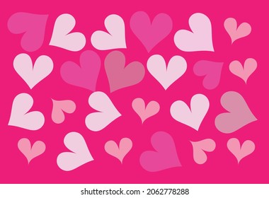 Hermoso patrón romántico con corazones rosados y rojos. Ilustración vectorial para el Día de San Valentín, anuncio de bebé, Día de la Madre, Pascua, diseño de bodas, libro de recortes, papel de envoltura de regalo, textiles