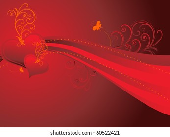 beautiful romantic red background, vector illustration