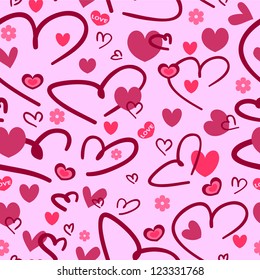 Beautiful romantic seamless pattern with hearts