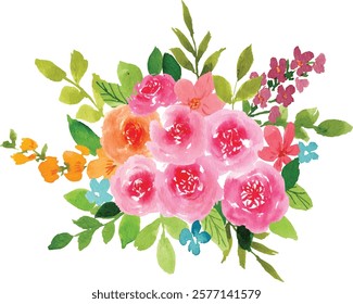 beautiful romantic watercolor rose bouquet flower