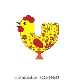 Beautiful rooster for design in the Russian style. Vector.