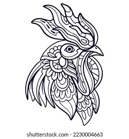 Beautiful Rooster mandala arts isolated on white background