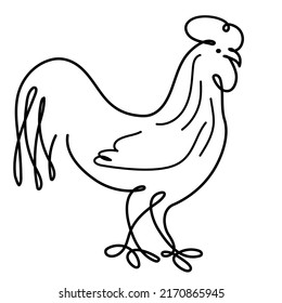 Beautiful rooster in one line.