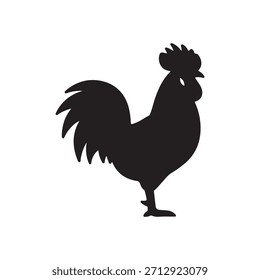 Lindo galo silhueta ícone vetor plano design