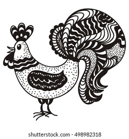 Beautiful rooster. Vector illustration.