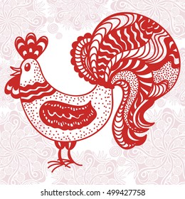 Beautiful rooster. Vector illustration.