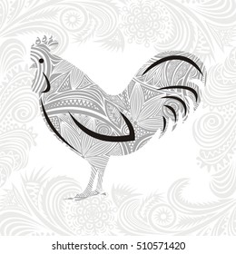 Beautiful rooster. Vector illustration.