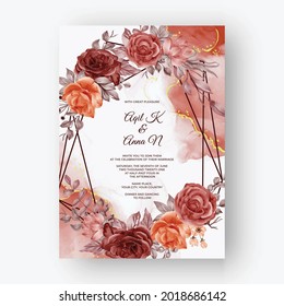 Hermosa rosa otoño marco de fondo para la invitación a la boda