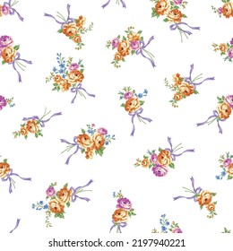 A beautiful rose bouquet made into a seamless pattern,