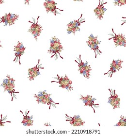 A beautiful rose bouquet made into a seamless pattern,