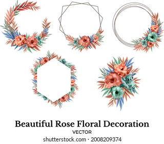 Beautiful rose floral decoration bouquet set