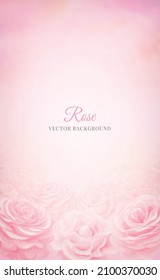 Beautiful Rose Flower background and blurred digital painted illustration for love wedding valentines day or arrangement invitation design greeting card.