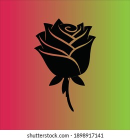 beautiful rose flower black icon