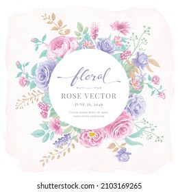 Hermosa flor rosa y hoja botánica de ilustración digital pintada para tarjetas de felicitación de invitación de boda de amor día de San Valentín o diseño de invitación de arreglo.