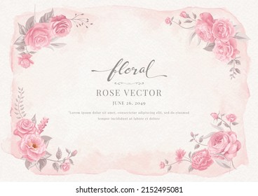 Beautiful Rose Flower and botanical leaf digital painted illustration for love wedding valentines day or arrangement invitation design greeting card.