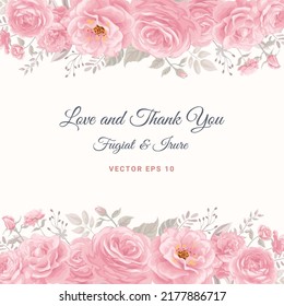 Beautiful Rose Flower and botanical leaf digital painted illustration for love wedding valentines day or arrangement invitation design greeting card.