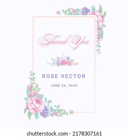 Schöne Rosenblüte und botanische Blatt digitale bemalte Illustration für Liebhaber Hochzeitsvalentinstag oder Arrangement Einladung Design Grußkarte.