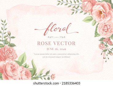 Schöne Rosenblüte und botanische Blatt digitale bemalte Illustration für Liebhaber Hochzeitsvalentinstag oder Arrangement Einladung Design Grußkarte.