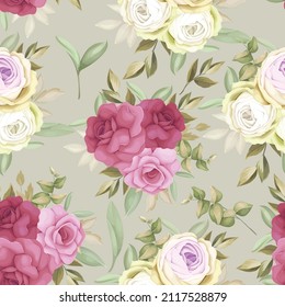 Beautiful rose flower  hand drawing seamless pattern desain