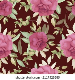 Beautiful rose flower  hand drawing seamless pattern desain