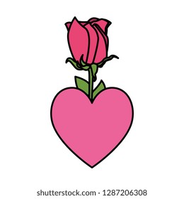 beautiful rose flower with heart love