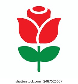 Hermosa Ilustración vectorial de ícono de flor de rosa aislado sobre fondo blanco Perfecto para proyectos de diseño, tarjetas y gráficos.