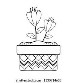 beautiful rose flower and leafs in ceramic pot