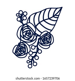 beautiful rose flower and leafs decoration vector illustration design