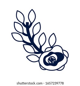 beautiful rose flower and leafs decoration vector illustration design