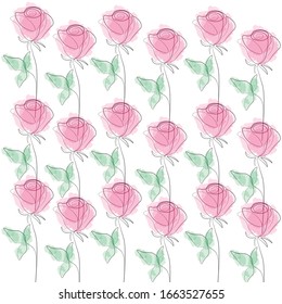 hermosa ILUSTRACIÓN vectorial de la línea de flores de rosa