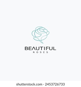 beautiful rose flower logo white background