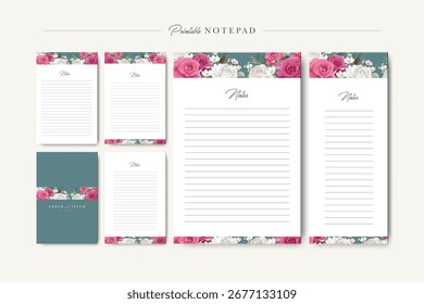 beautiful rose flower notepad template