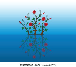 Beautiful rose flower tree vector illustration. 