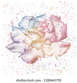 Beautiful Rose Flower Watercolor Drops Vector Stock Vector (Royalty ...