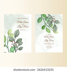 Beautiful rose flowers floral wedding invitation card