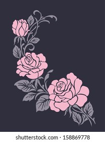 Beautiful rose flowers on the dark background.