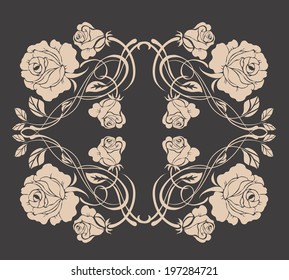 Beautiful rose flowers on the dark background. 