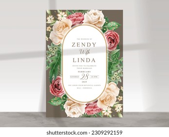 beautiful rose flowers wedding invitation card