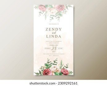 beautiful rose flowers wedding invitation card