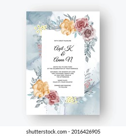 Hermoso marco rosa para invitación a la boda con suave otoño pastel
