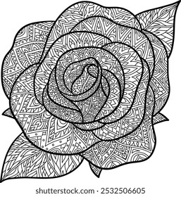 Eine schöne Rosengrafik mit einem Mandala-Muster