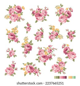 Beautiful rose illustration material collection,