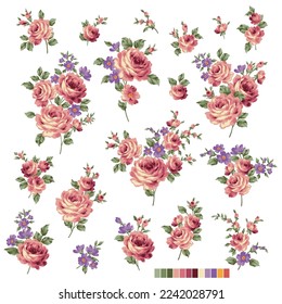 Beautiful rose illustration material collection,