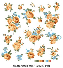 Beautiful rose illustration material collection,