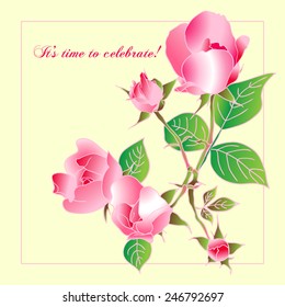 Beautiful rose isolated on yellow. Best for background greeting cards and invitations of the wedding, birthday, Valentine's Day, Mother's Day.