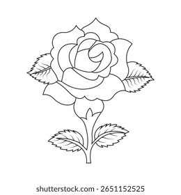 Beautiful Rose Line Art Drawing