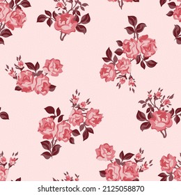 Beautiful rose monochromatic vector pattern with editable graphic with textiles pattern for soft dress for high fashion  