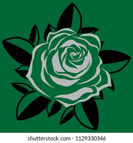 Beautiful rose on a holiday card. Vector illustration icon, logo  bright rose. Hand drawn rose flower.